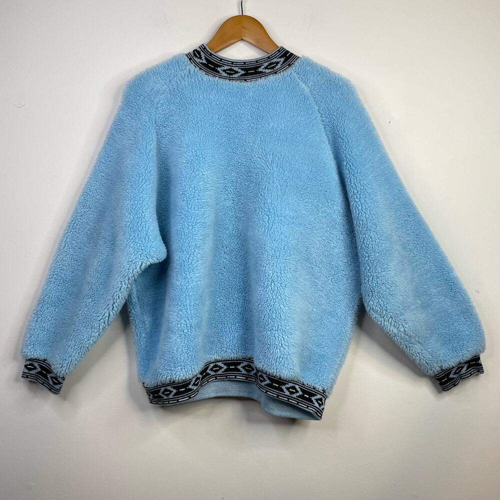 Vintage Parrinello Chunky Sherpa Fleece Aztec Grunge Sweatshirt Top Crewneck OS